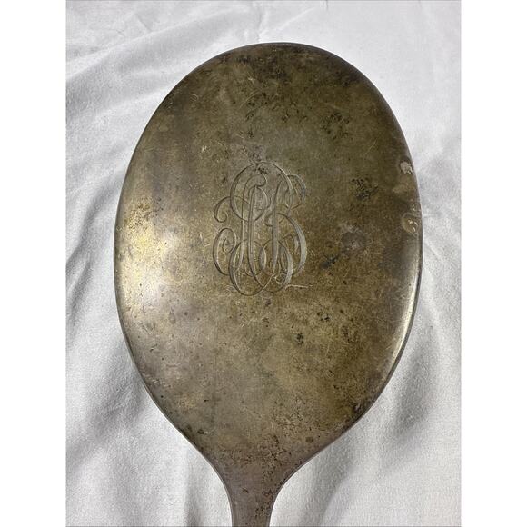 Alvin Sterling Silver Handheld Vanity Mirror Monogrammed Patina Antique USA - Picture 5 of 6